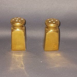Miniature Gold Colored Salt and Pepper Shakers